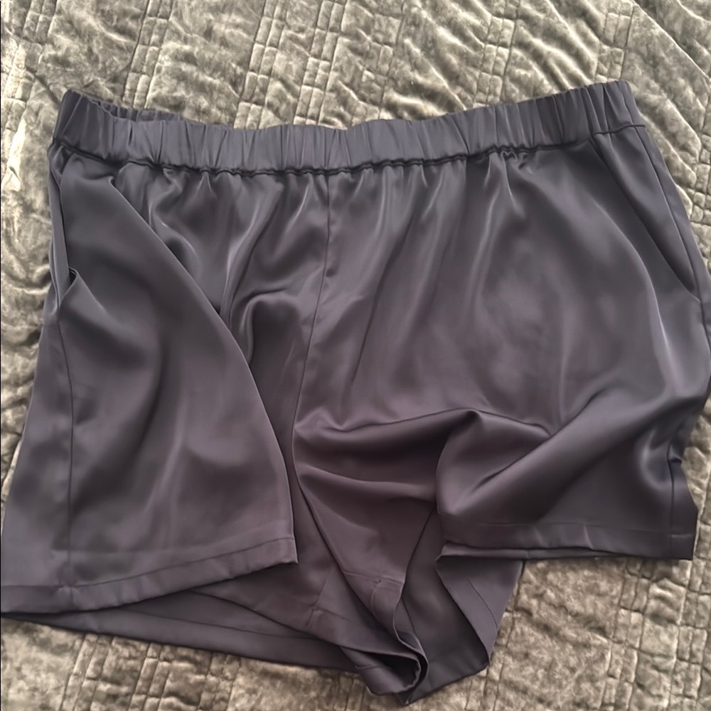 Good American Black Satin Shorts